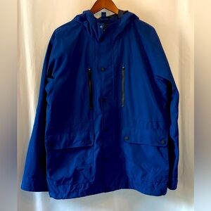 Banana Republic Mens Classic Preppy Navy Gorpcore Hooded Rain Jacket Large